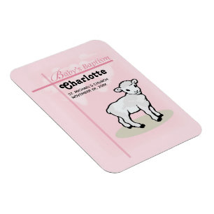 Ímã Personalizável, Batismo, Rosa, Garota, Lambe