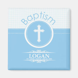 Imã Personalizável, Menino Azul Filho de Deus Batismo