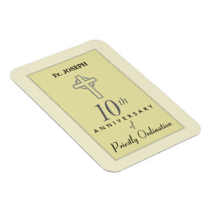 Ímã Personalize, 10o aniversário do padre gravado