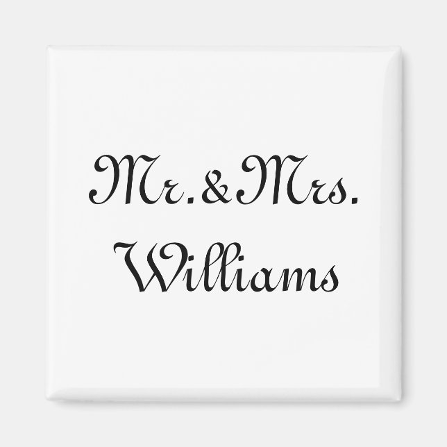 Imã Personalize, Customize last Name Mr. & Mrs. white (Frente)
