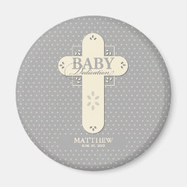 Imã Personalize, Dedicação de Bebê Creme e Cruz Cinza