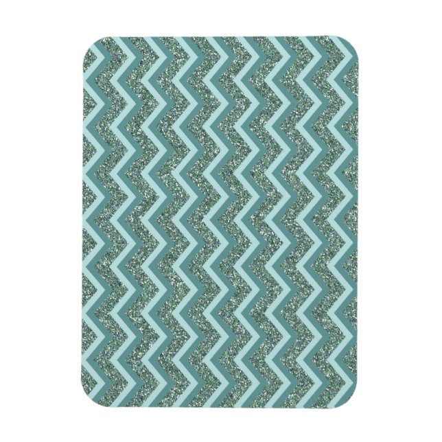 Ímã Personalize esta Glitter Teal ZigZag (Vertical)