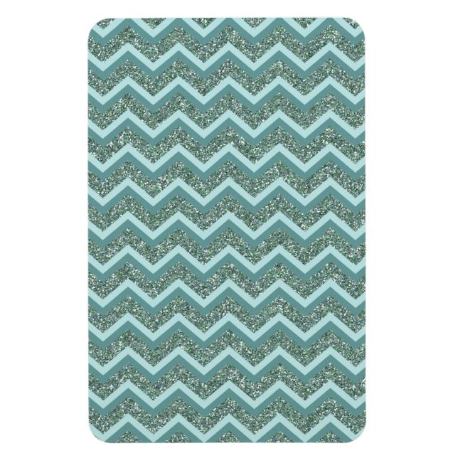 Ímã Personalize esta Glitter Teal ZigZag (Vertical)