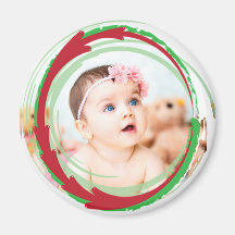 Personalize este ímã de foto de Natal redondo