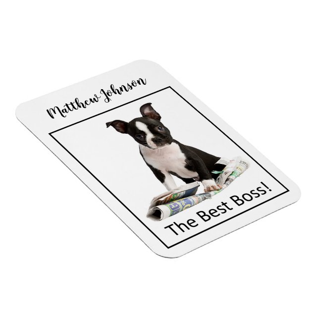 Ímã Personalize Jornal de Cachorro Dia do Chefe, Humor (Lado Direito)