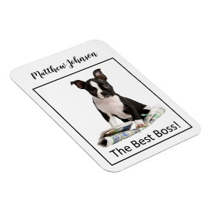 Ímã Personalize o jornal de cachorro Dia do Chefe, Hum