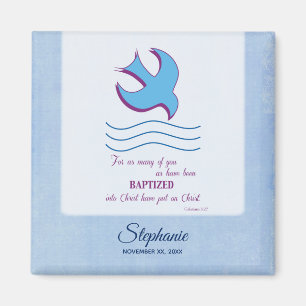 Imã Personalize, pomba do batismo adulto em azul