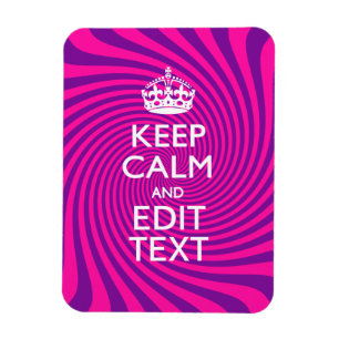 Ímã Personalize Seu Calma Dizendo Hot Pink Swirl