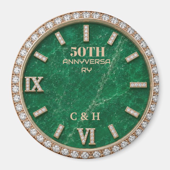 Imã Personalized 50th Anniversary Emerald Marble  (Frente)