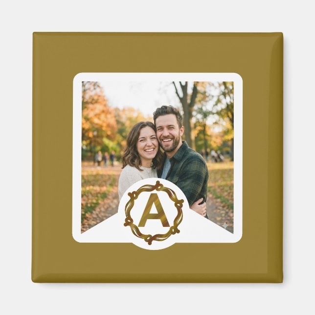 Imã Personalized Artisan Monogram A | Wood Frame (Frente)