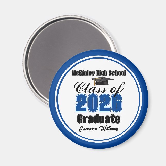 Imã Personalized Blue Class of 2026 Graduation Party (Front/Back)