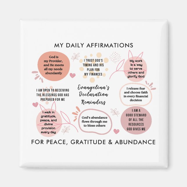 Imã Personalized Christian Daily Affirmations Quotes (Frente)