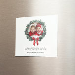 Imã Personalized Christmas Wreath with Photo & Name<br><div class="desc">Add a personal touch to your holiday season with this Personalized Christmas Wreath Magnet, featuring your photo and name. Perfect for decorating your fridge, giving as a unique gift, or adding to holiday cards, this customizable magnet is a festive way to celebrate the season. The cheerful wreath design, combined with...</div>