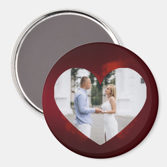 Imã Personalized Couple Photo Magnet with Heart Frame (Front/Back)