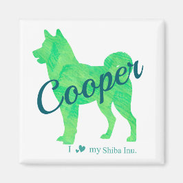 Imã Personalized Cute Pastel Green Shiba Inu Magnet