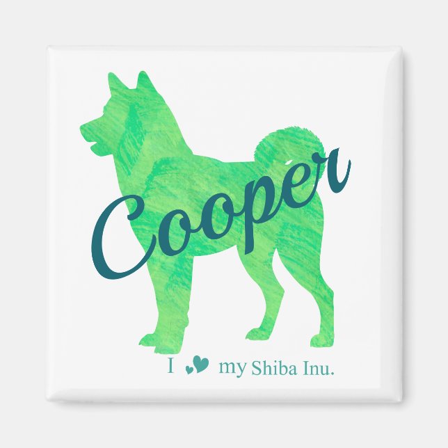 Imã Personalized Cute Pastel Green Shiba Inu Magnet (Frente)