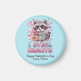 Imã Personalized Cute Raccoon Classroom Valentine