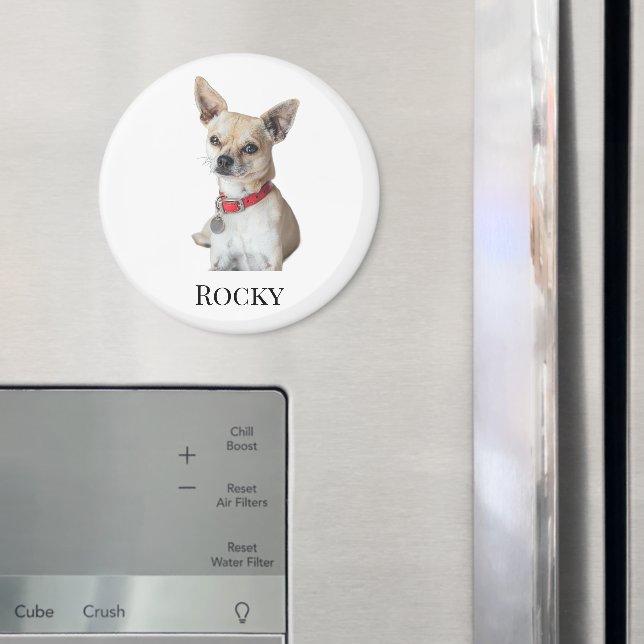 Imã Personalized Dog Photo | Custom Pet Name  (In Situ (Fridge))