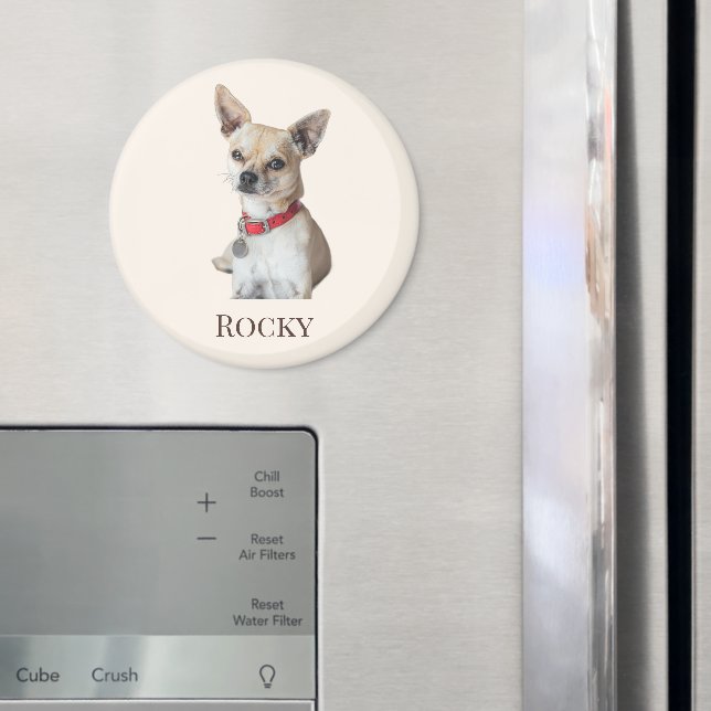 Imã Personalized Dog Photo | Custom Pet Name  (In Situ (Fridge))