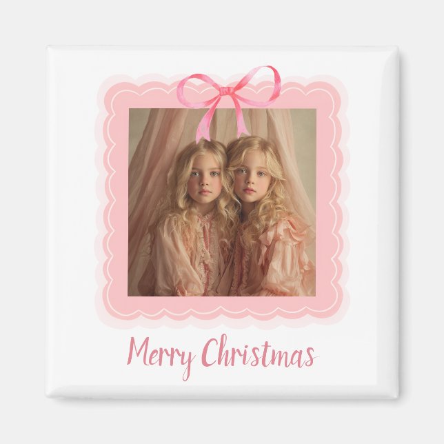 Imã Personalized Family Photo Merry Christmas Magnet (Frente)
