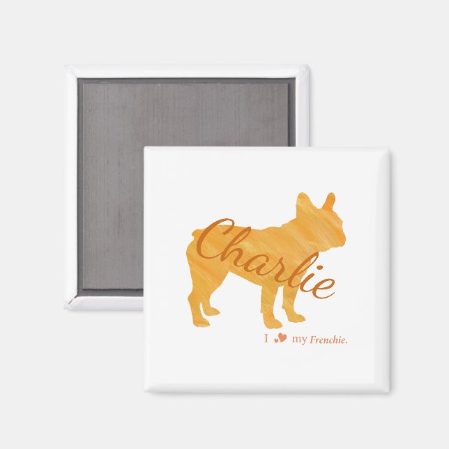Imã Personalized French Bulldog Pastel Orange Frenchie (Front/Back)