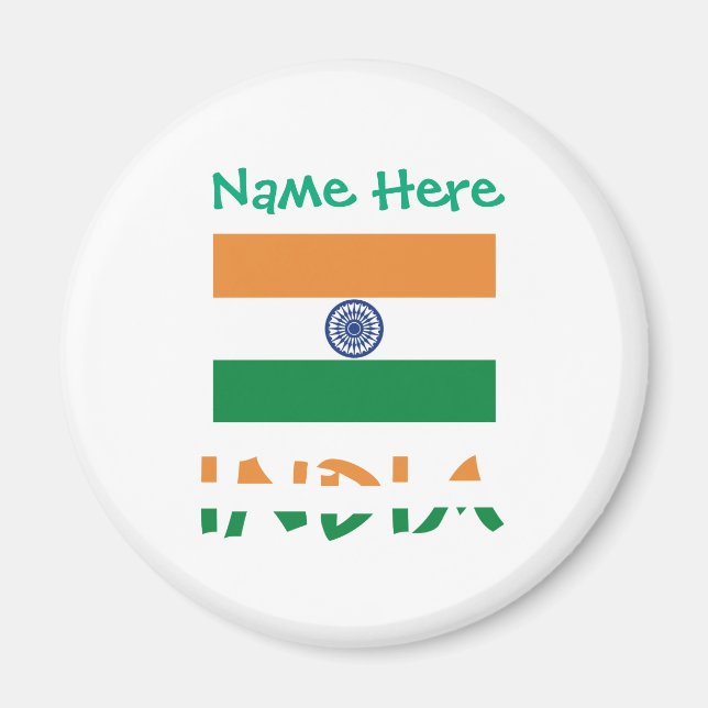 Imã Personalized India Flag Round (Frente)