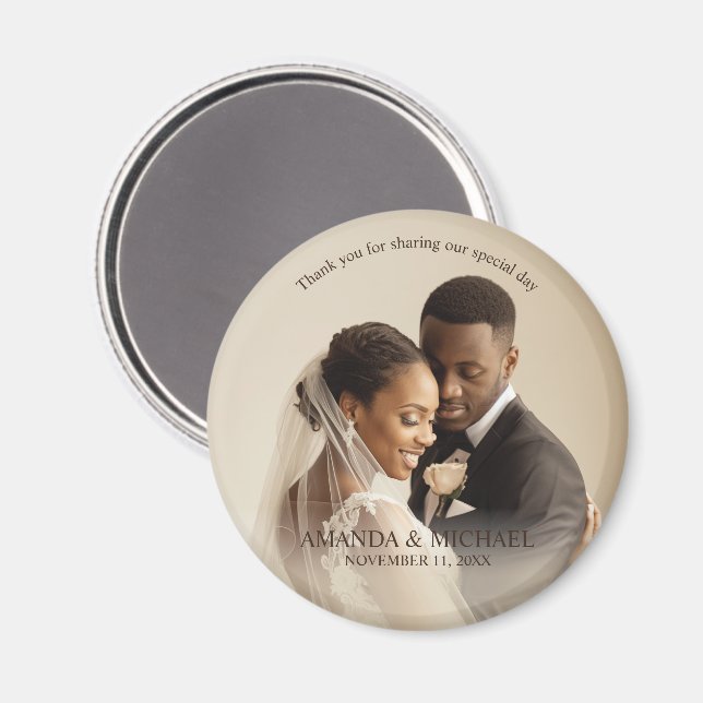 Imã Personalized Photo Favor with Names & Wedding Date (Front/Back)