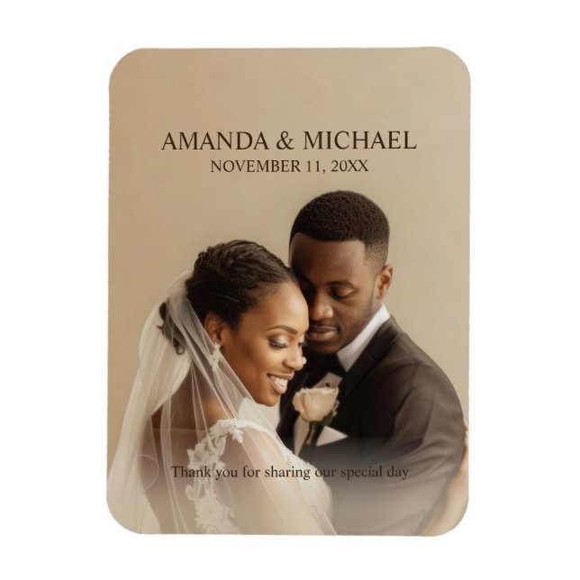 Ímã Personalized Photo Favor with Names & Wedding Date (Vertical)