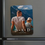 Ímã Personalized Photo Simple Modern Dad Custom<br><div class="desc">This design features a great for Instagram photography modern trendy, a classic keepsake for family father, pictures cool create personalized, daddy parent photos minimalist, minimal fun image here, trendy stylish typography font script, whimsical block basic text style, magnetic magnet fridge refrigerator, family friends gift masculine clean, fun photo gift for...</div>