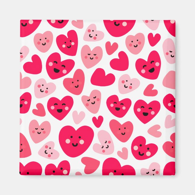 Imã Personalized Red Heart Happy Valentine’s Day Lover (Frente)