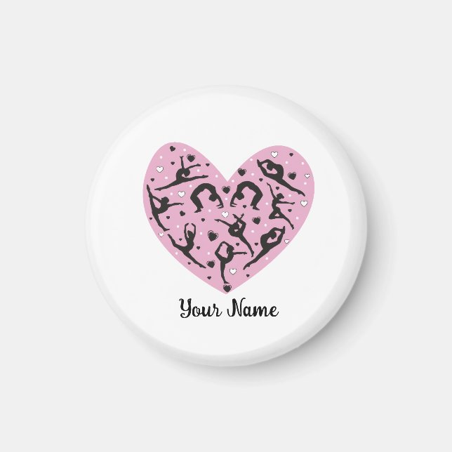 Imã Personalized Rhythmic Gymnastics Magnet Pink Heart (Frente)