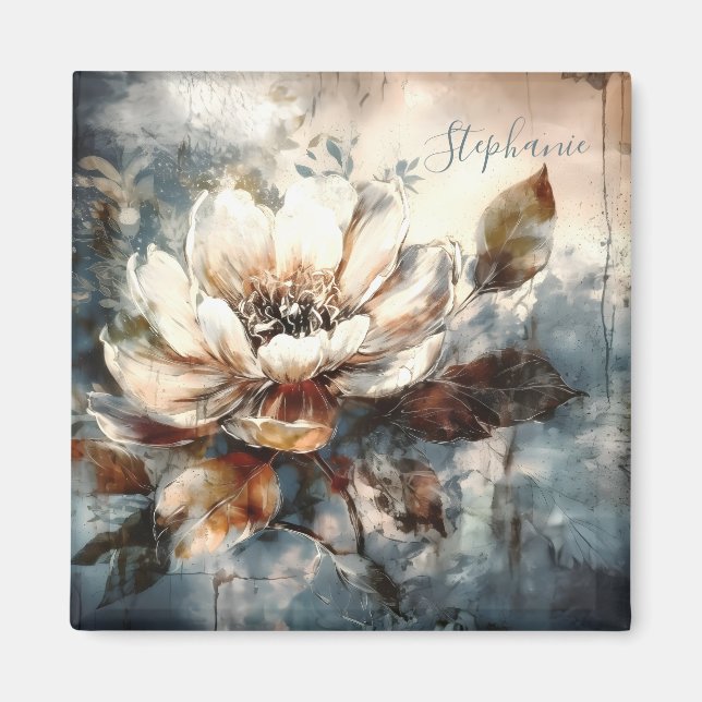 Imã Personalized Soft Peony Watercolor Bloom (Frente)