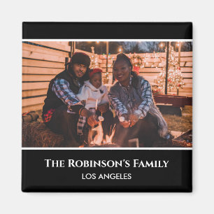 Imã Personalized Your Photo in Black Frame with Texts