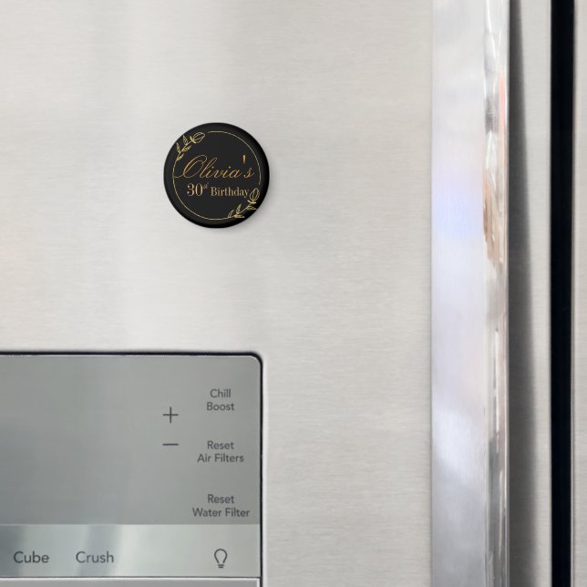 Imã Personalizes Birthday with Golden Frame (In Situ (Fridge))