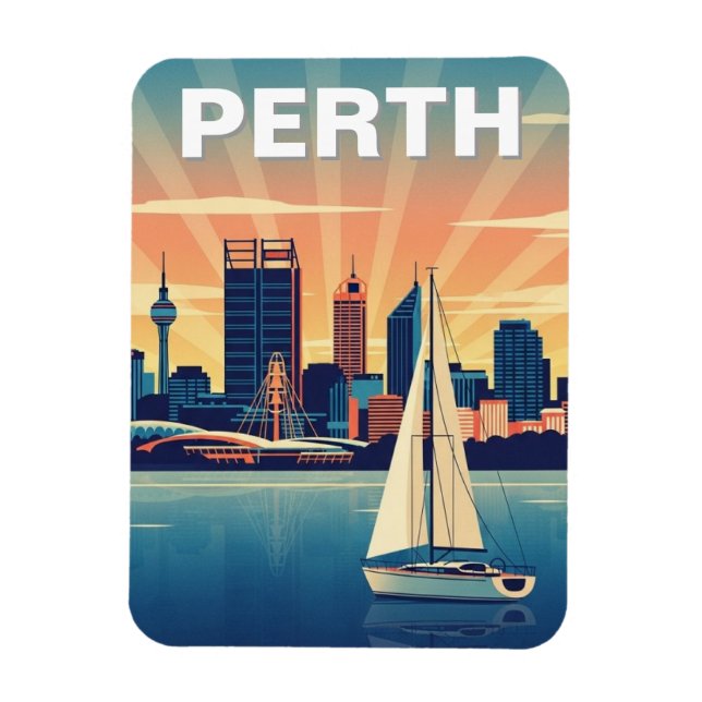 Ímã Perth Austrália Paisagem Urbana Viagem (Vertical)