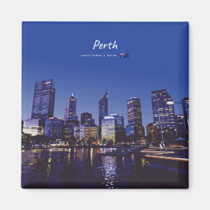 Imã Perth, Austrália - Silhueta da Cidade à Noite