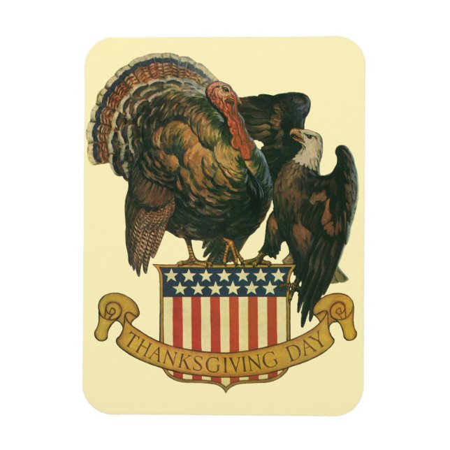 Ímã Peru Thanksgiving Vintage, Águia, Bandeira America (Vertical)
