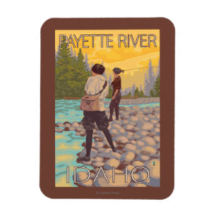 Ímã Pesca com mosca das mulheres - rio de Payette,