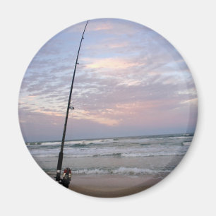 Imã Pesca da praia no por do sol