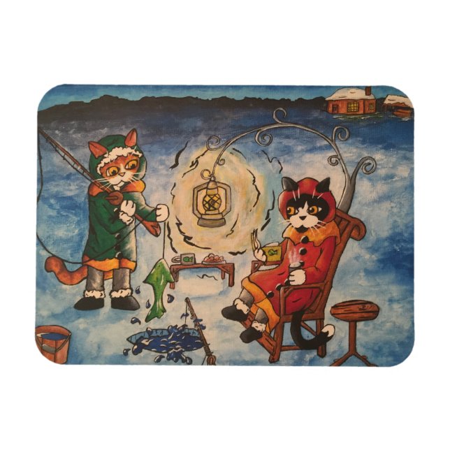 Ímã Pesca de gelo à noite (Horizontal)