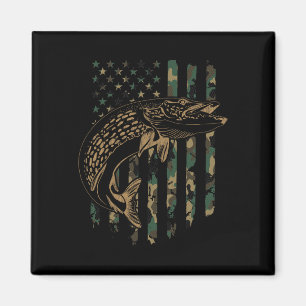 Imã Pesca de lúcio Camuflagem Bandeira Americana Lúcio