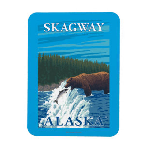 Ímã Pesca do urso no rio - Skagway, Alaska