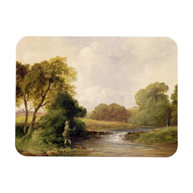 Ímã Pesca: Jogando peixe (óleo na canvas) (Horizontal)