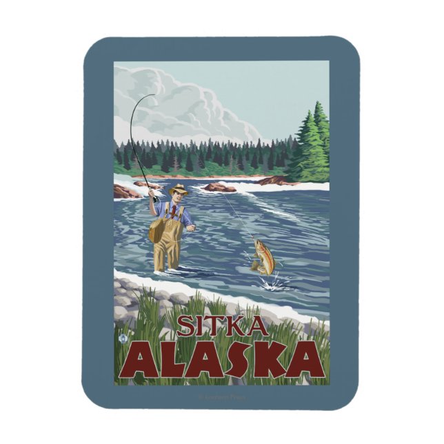 Ímã Pescador de moscas - Sitka, Alaska (Vertical)