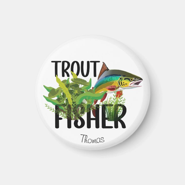 Imã Pescador de Truta Truta Arco-Íris em Ambiente Natu (Frente)