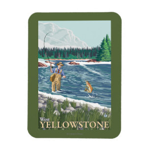 Ímã Pescador de Voo - West Yellowstone, Montana