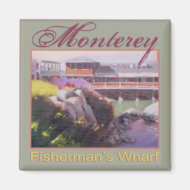 Imã Pescadores de Monterey Wharf Scenic California Coa (Frente)
