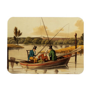 Ímã Pescando em um pontapé, aquatinted por I. Clark,