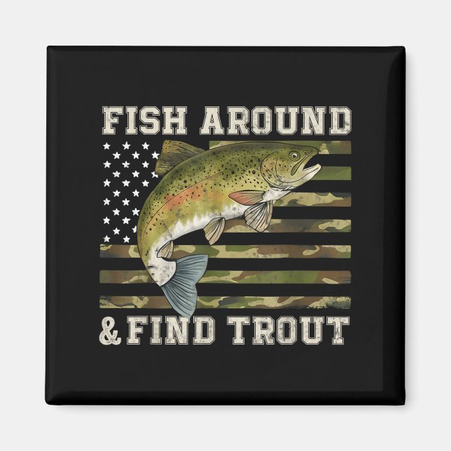 Imã Pescando Em Volta E Encontrar Truta Bandeira Ameri (Frente)
