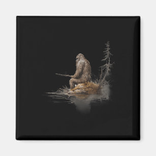 Imã Pescando Pé Grande Sasquatch - Uni Adultos e Crian